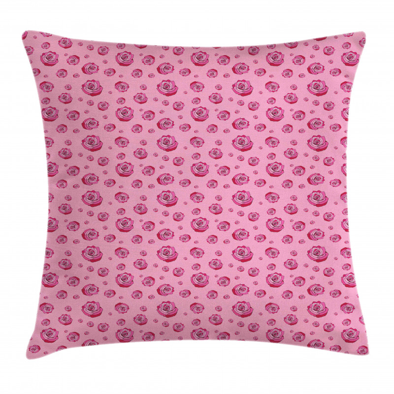 Pink Tones Monochrome Flowers Pillow Cover