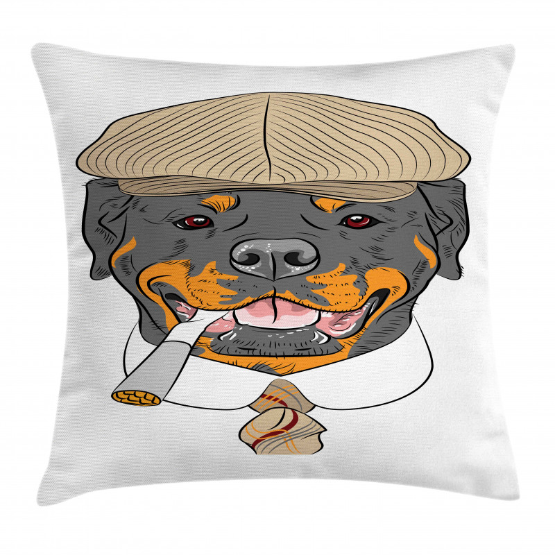 Dog in a Cap and Tie Pillow Cover