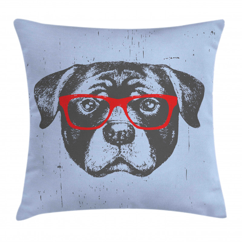 Funny Hipster Dog Pillow Cover