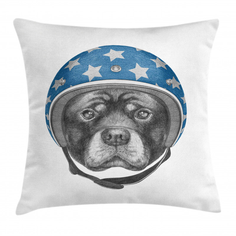 Dog in a Hard Hat Sketch Pillow Cover