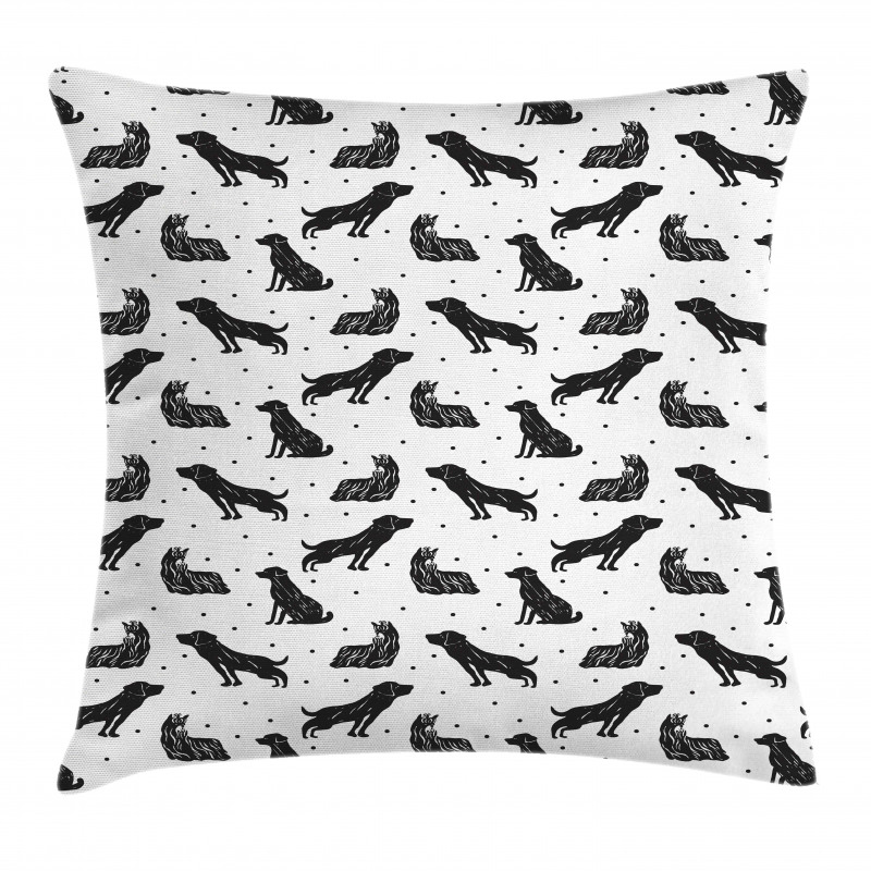 Types of Dogs Polka Dots Pillow Cover