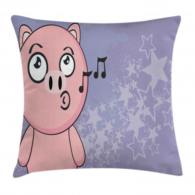 Farm Animal Singing Star Motifs Pillow Cover