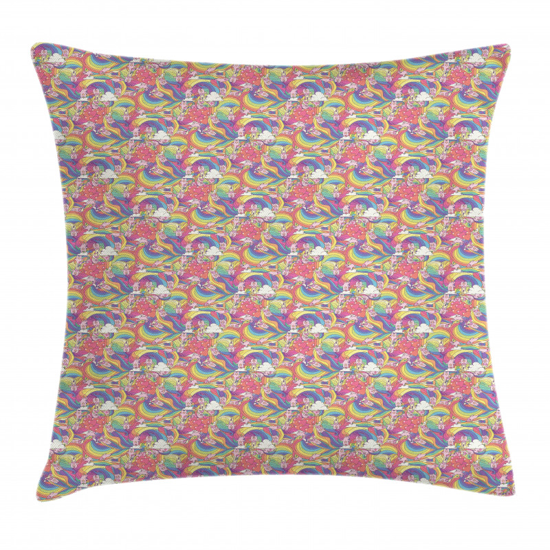 Colorful Unicorn Cartoon Pillow Cover