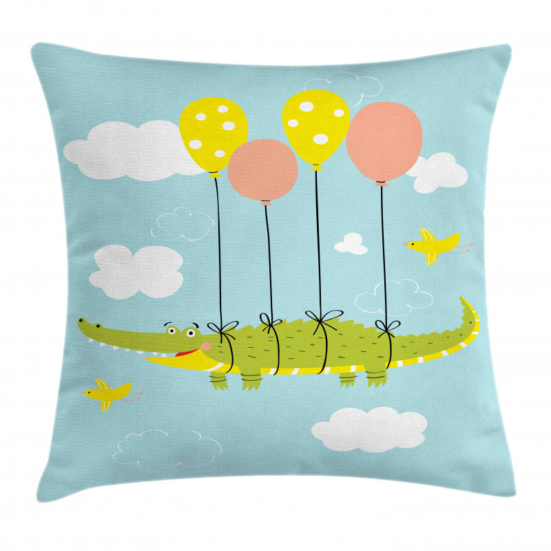 Flying Crocodile with Balloon Pillow Cover