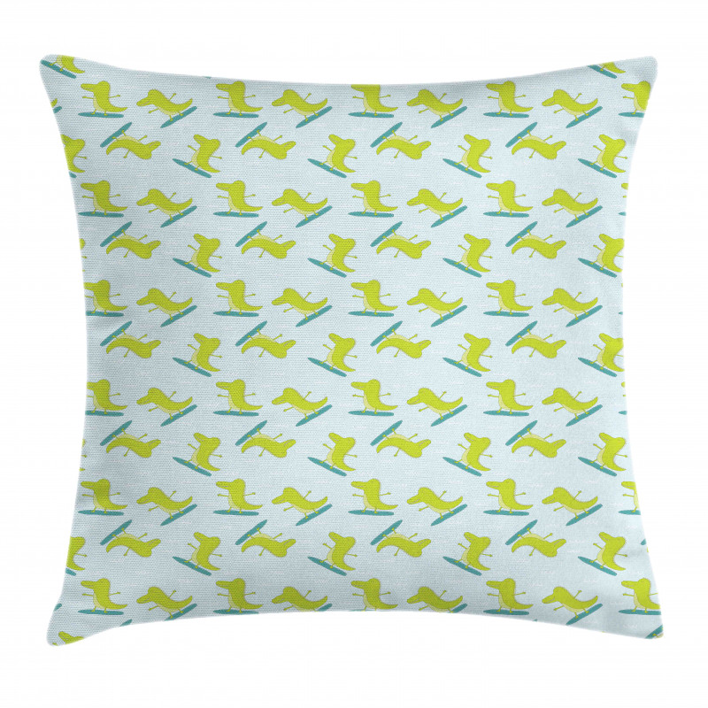 Surfing Happy Crocodile Pillow Cover