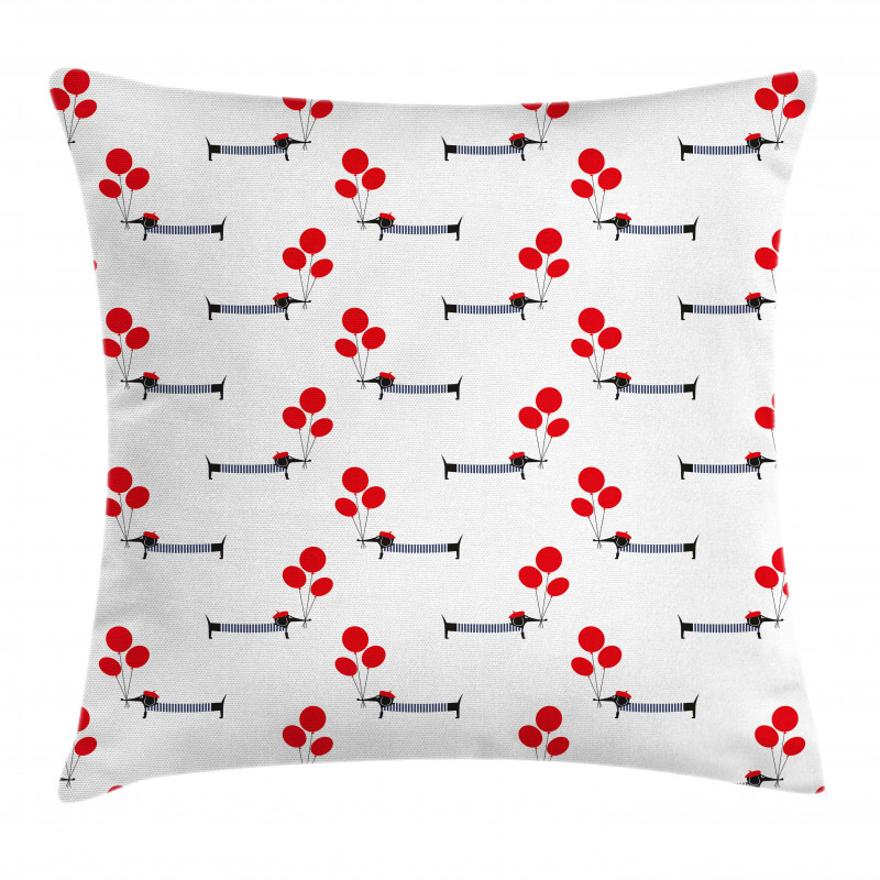 Parisian Dog and Balloons Pillow Cover