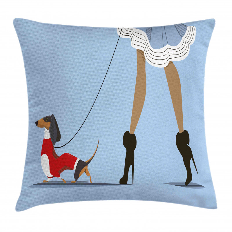 Woman and Dog Fashion Pillow Cover