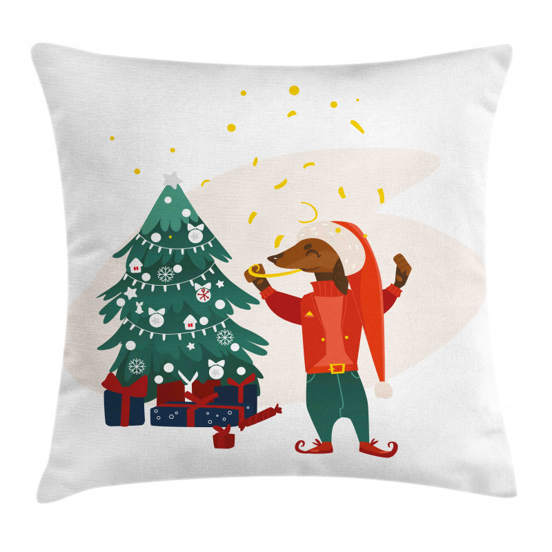 Christmas Dog in Clothes Pillow Cover