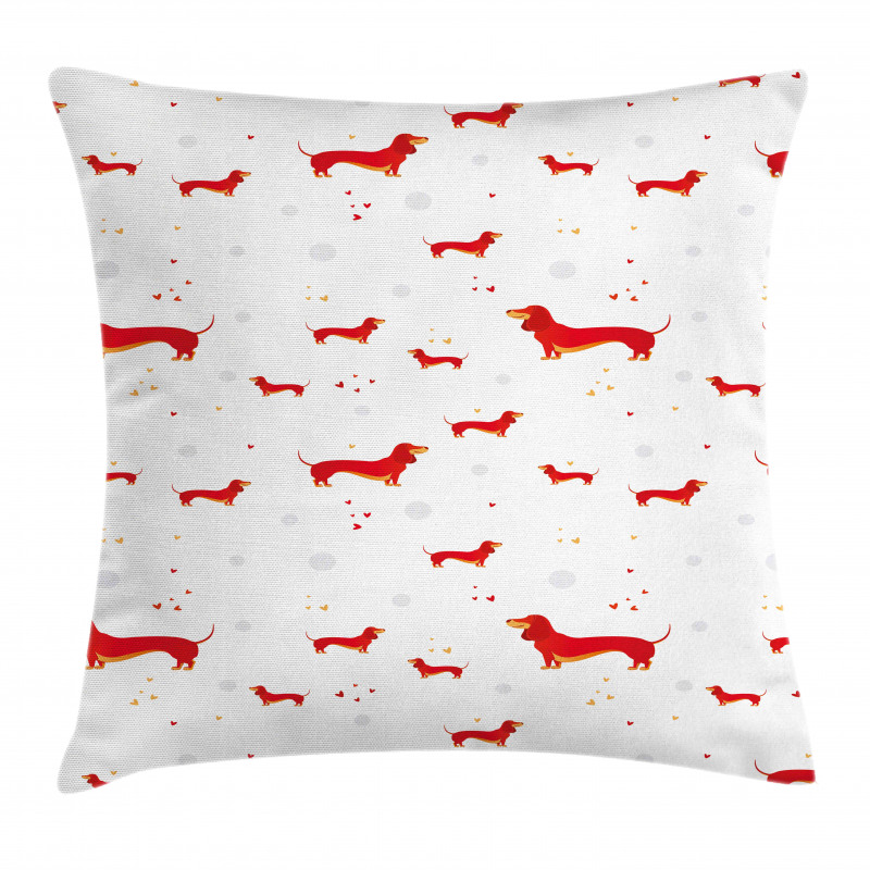 Dog with Hearts and Dots Pillow Cover