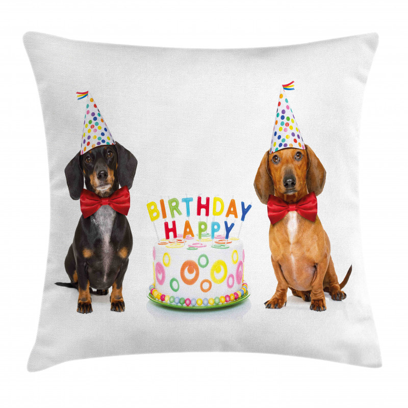 Dogs Happy Birthday Cake Pillow Cover