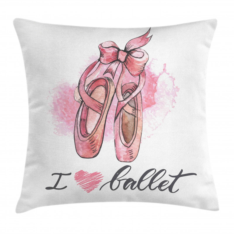 I Love Ballet Typography Pillow Cover