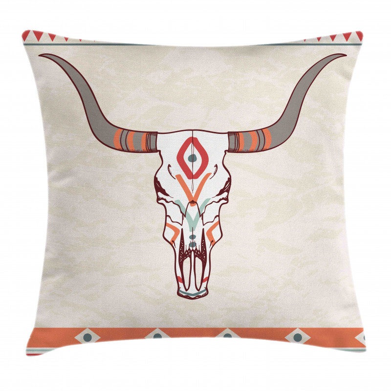 Ornate Bull Skull Pillow Cover