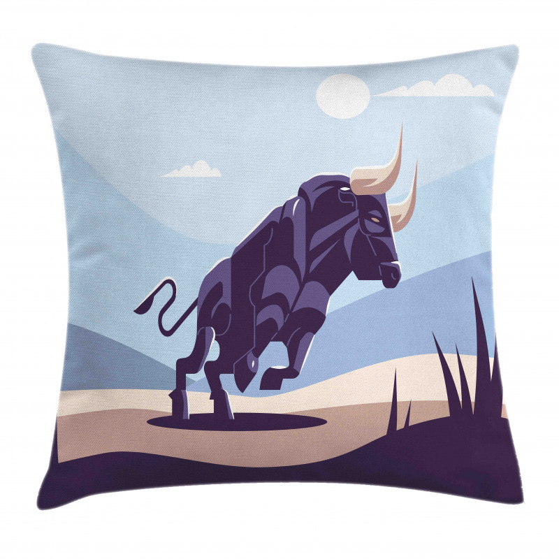 Strong Bull Nature in Doodle Pillow Cover