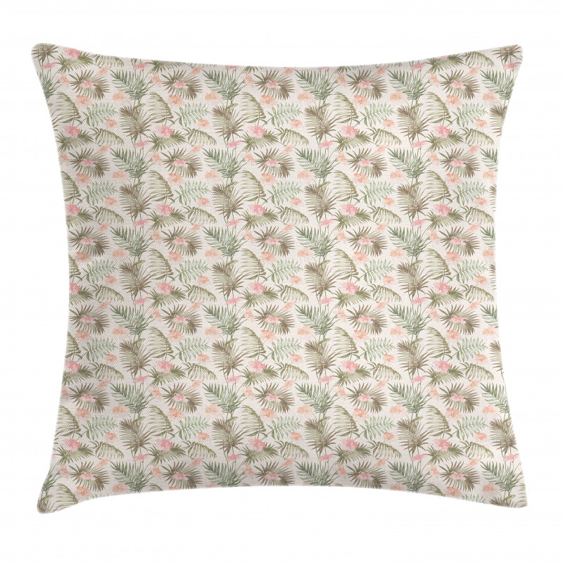 Vintage Exotic Flowers Leaves Pillow Cover