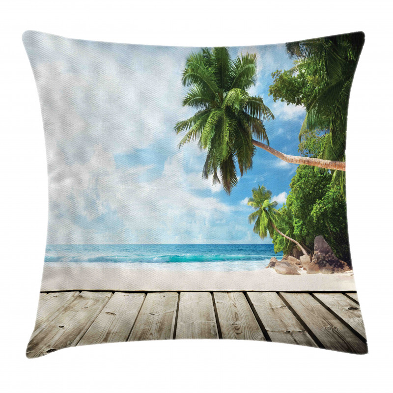 Sandy Tropic Ocean Beach Pier Pillow Cover