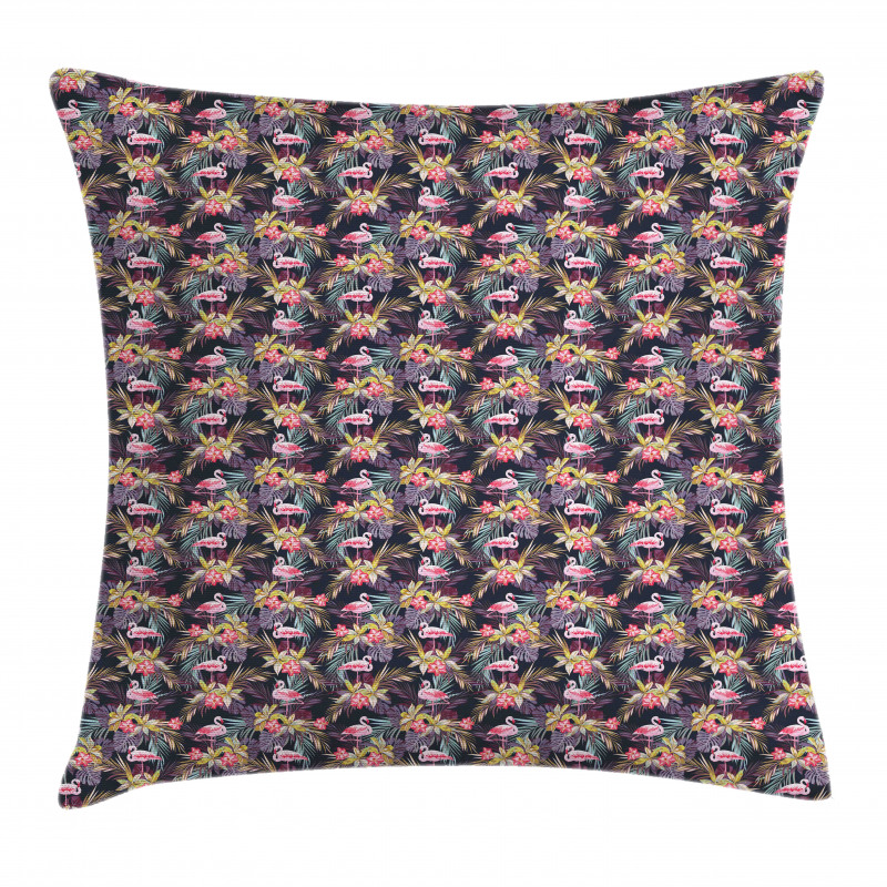 Tropical Summer Flora Flamingo Pillow Cover