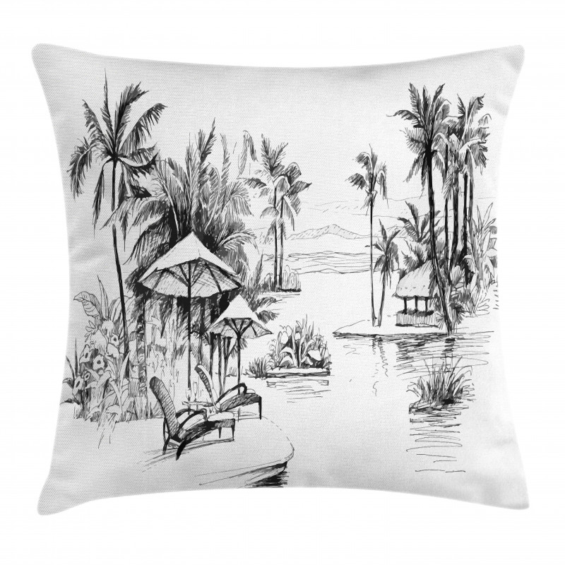 Sketchy Drawn Holiday Paradise Pillow Cover