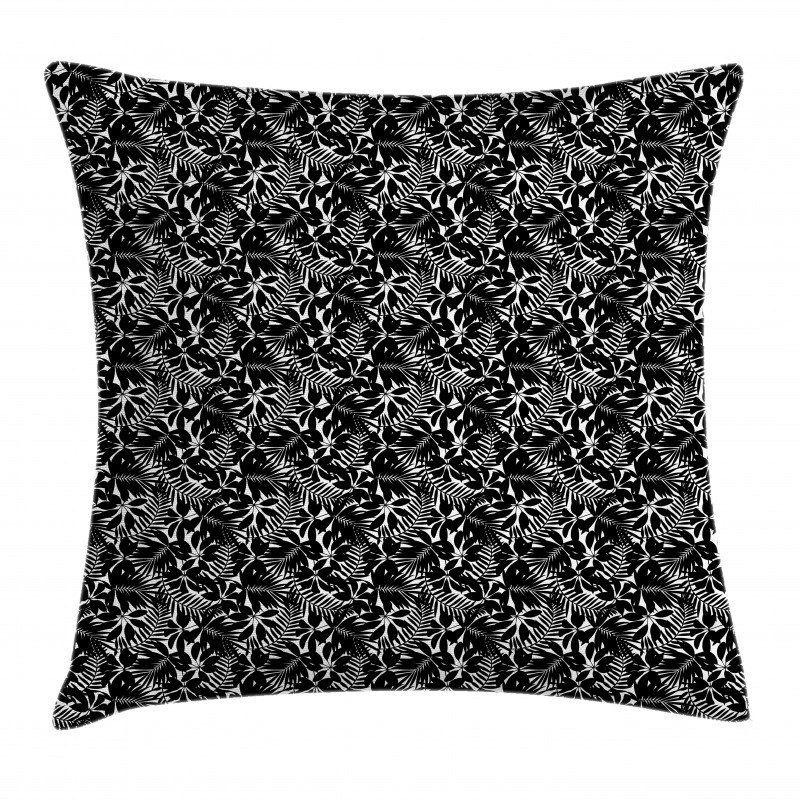 Monochrome Exotic Leaves Art Pillow Cover