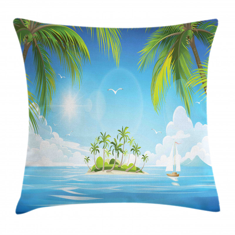 Cartoon of Tropical Island Pillow Cover