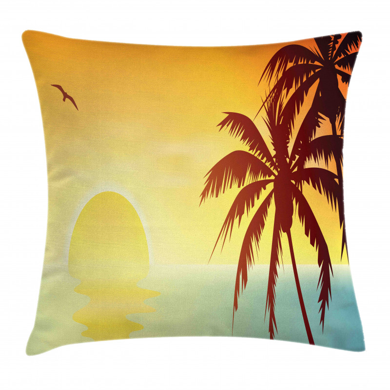 Tropical Sunset with Ombre Sky Pillow Cover