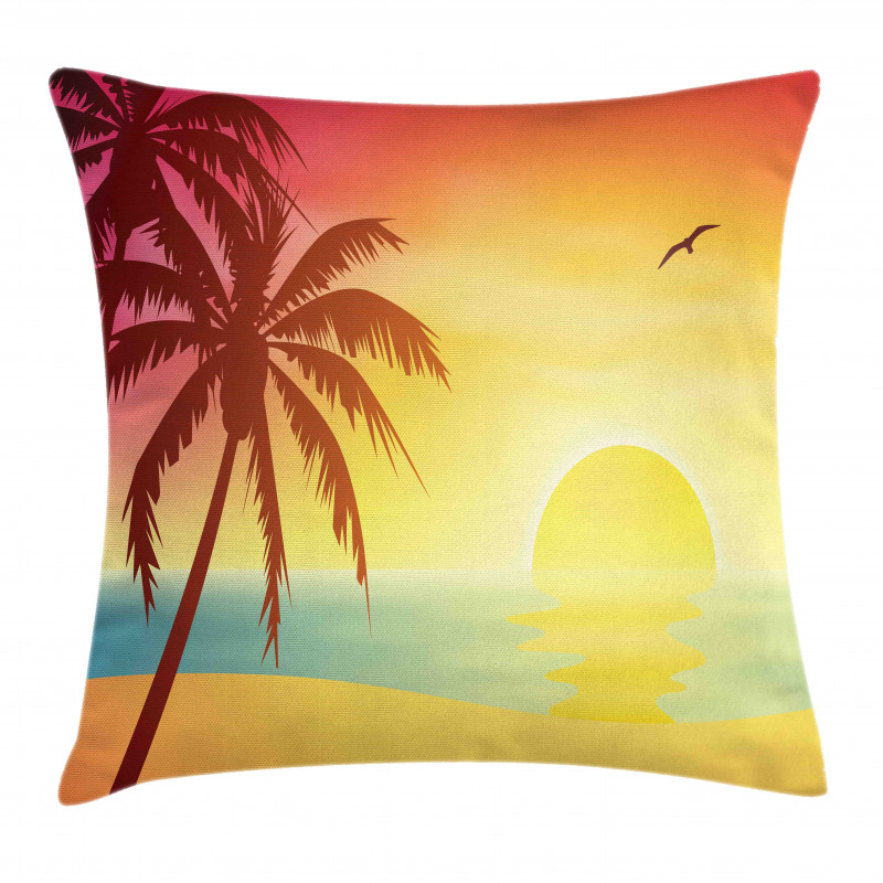 Vivid Sunrise at Fantasy Beach Pillow Cover