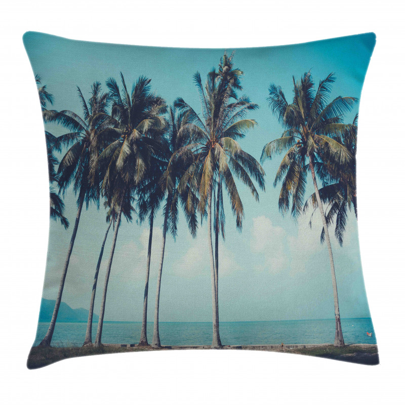 Summer Themed Tropical Shore Pillow Cover