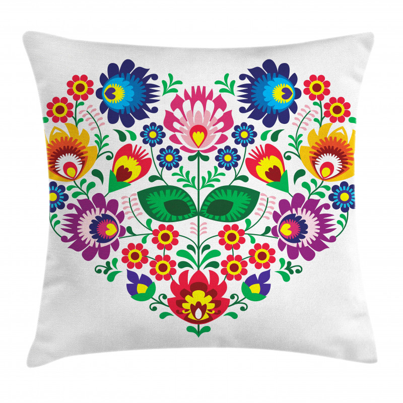 Slav Flowers Heart Pillow Cover