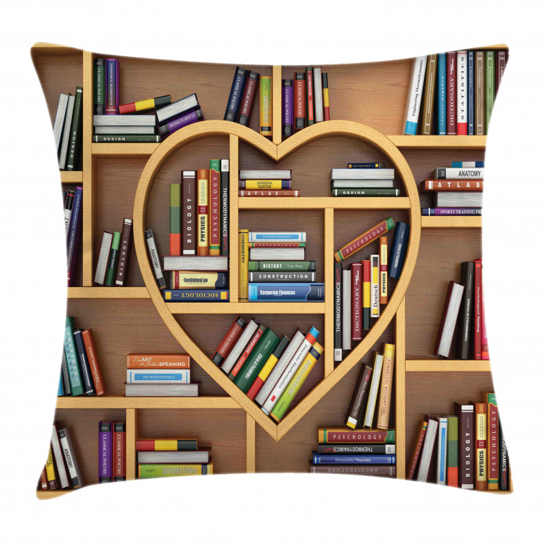 Love Reading Books Heart Pillow Cover