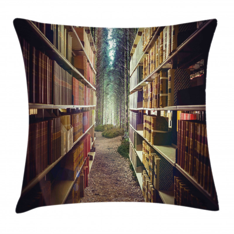 Abstract Library in Woods Pillow Cover