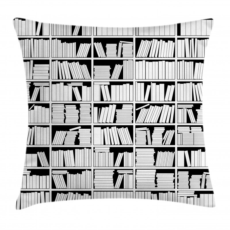 Monochromatic Bookshelves Pillow Cover