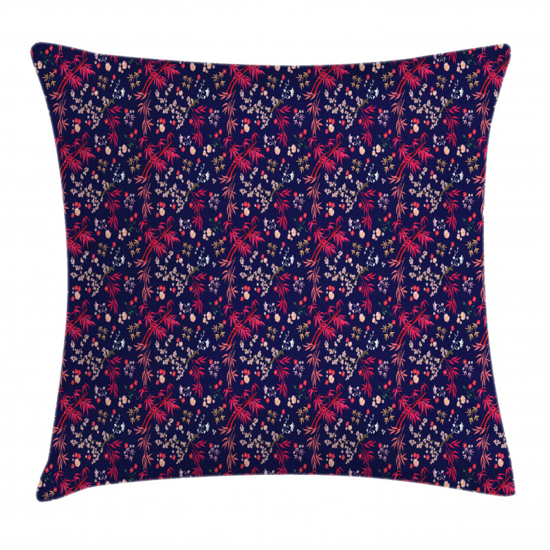 Bamboo and Flowers Art Pillow Cover