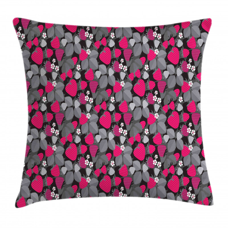 Strawberries Flowers Pillow Cover