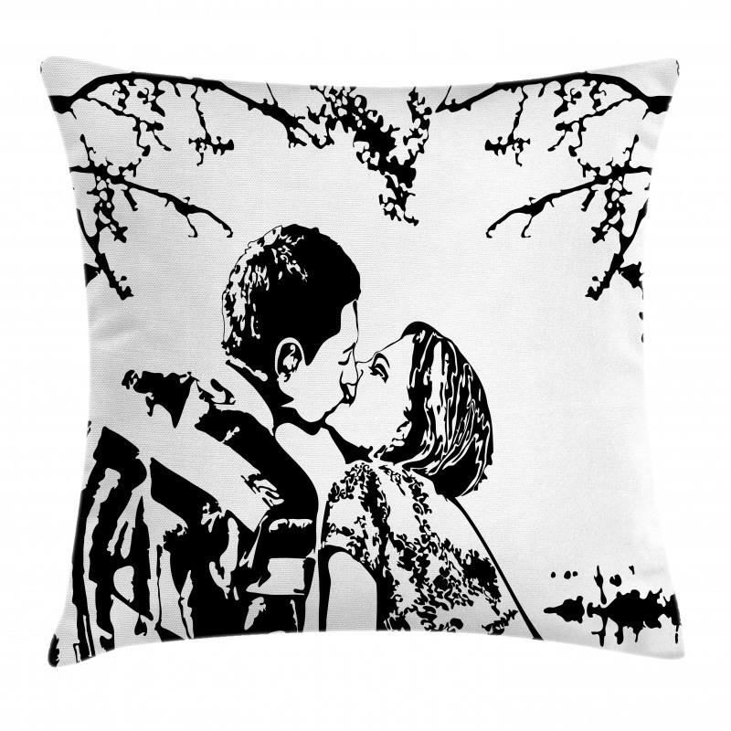 Young Couple in Love Print Pillow Cover