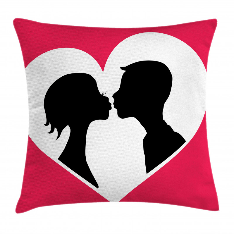 Couple Silhouette in Heart Pillow Cover