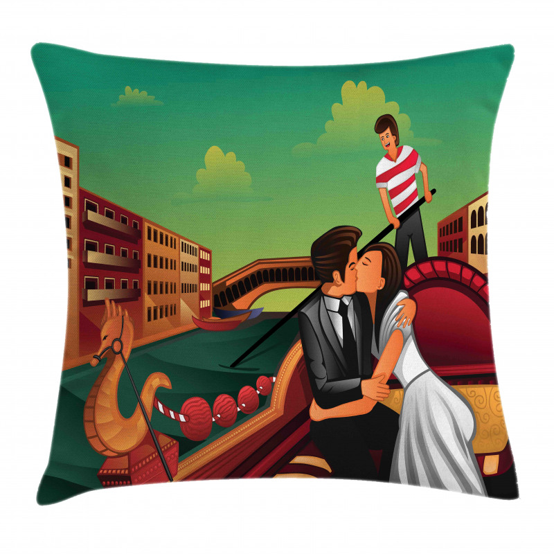 Romantic Couple on Gondola Pillow Cover