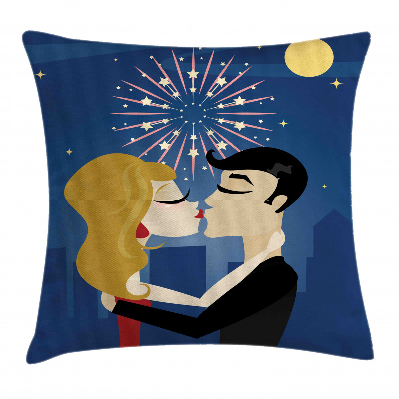 Couple Fireworks at Night Pillow Cover