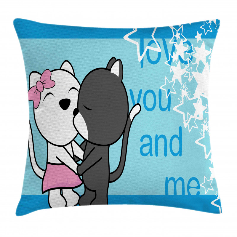 Love You and Me with Cats Pillow Cover