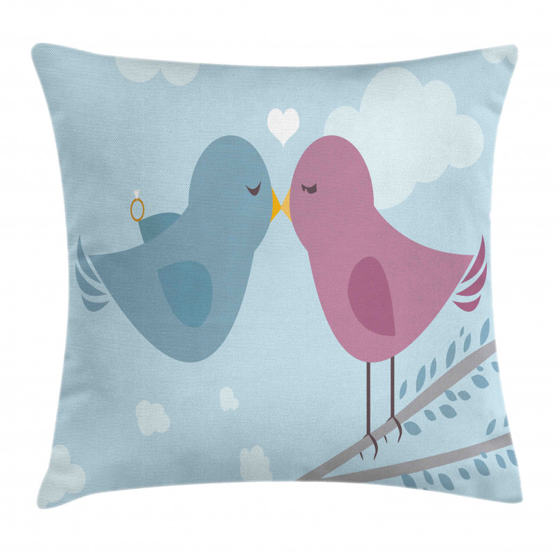 Simple Birds Romance Doodle Pillow Cover