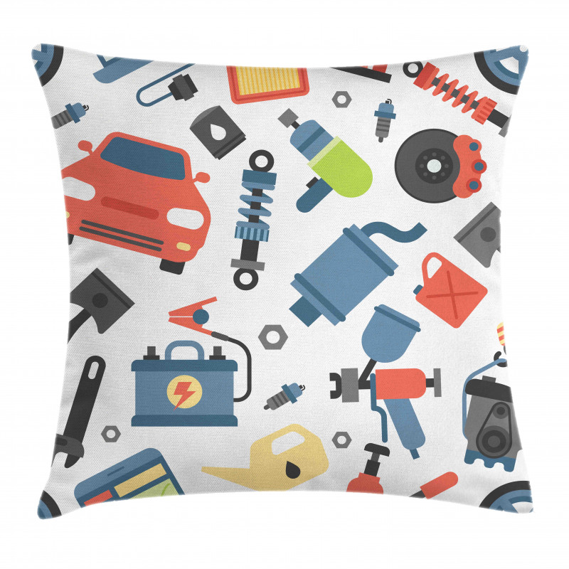 Car Repair Elements Pillow Cover