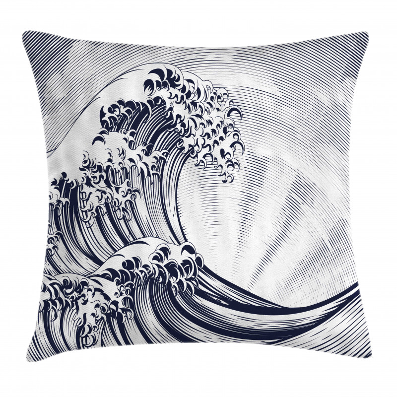 Oriental Japanese Waves Pillow Cover