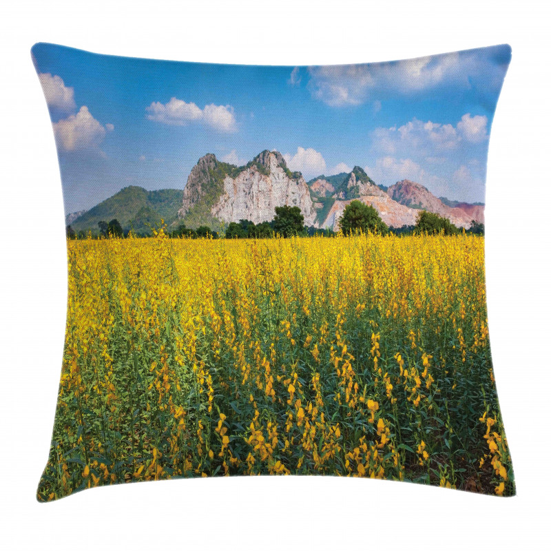 Sunhemp Flowers in a Meadow Pillow Cover