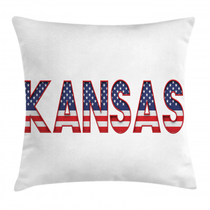 Kansas in Striped Lettering Pillow Cover