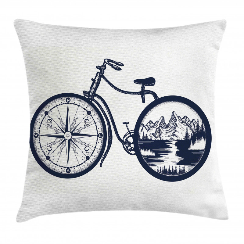 Compass and Landscape Wheels Pillow Cover