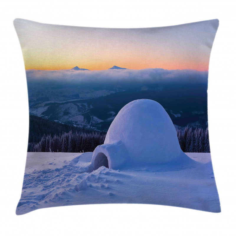 Huge Snowy Hut Pillow Cover