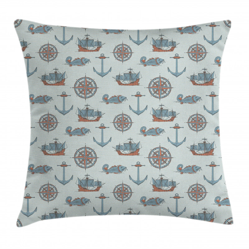 Anchor Windrose Fish Ships Pillow Cover