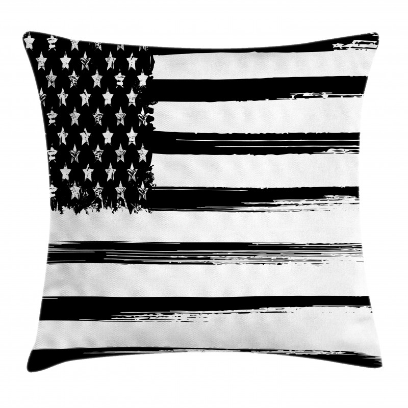 Grunge Monochrome USA Flag Pillow Cover