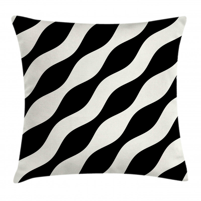 Retro Art Wavy Lines Pattern Pillow Cover