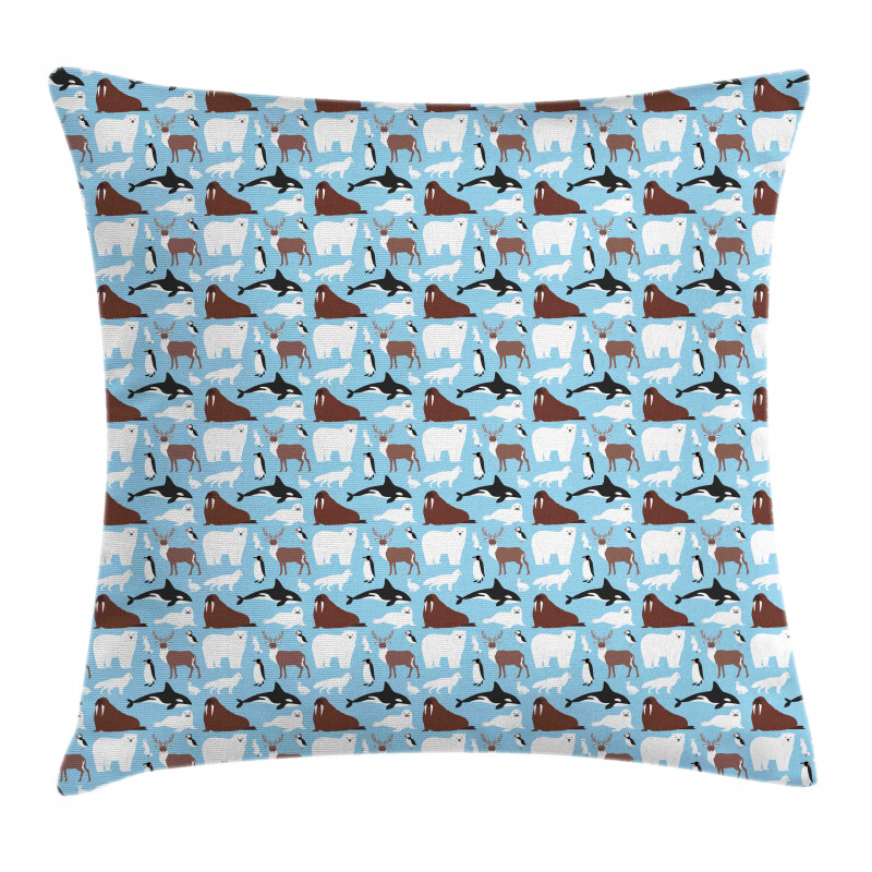 Arctic Animals Aquatic Pillow Cover