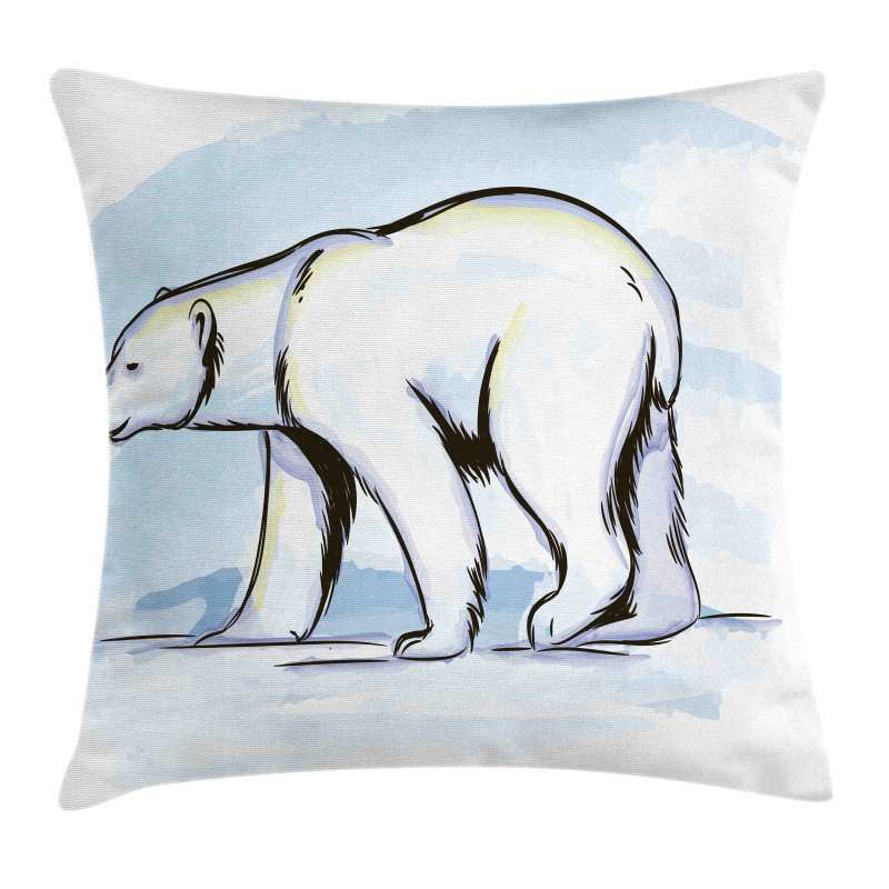 Pencil Sketch Polar Bear Pillow Cover