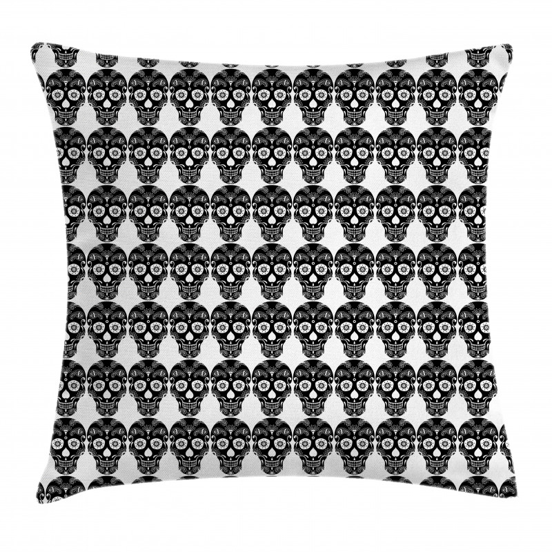 Ornamental Skull Print Pillow Cover